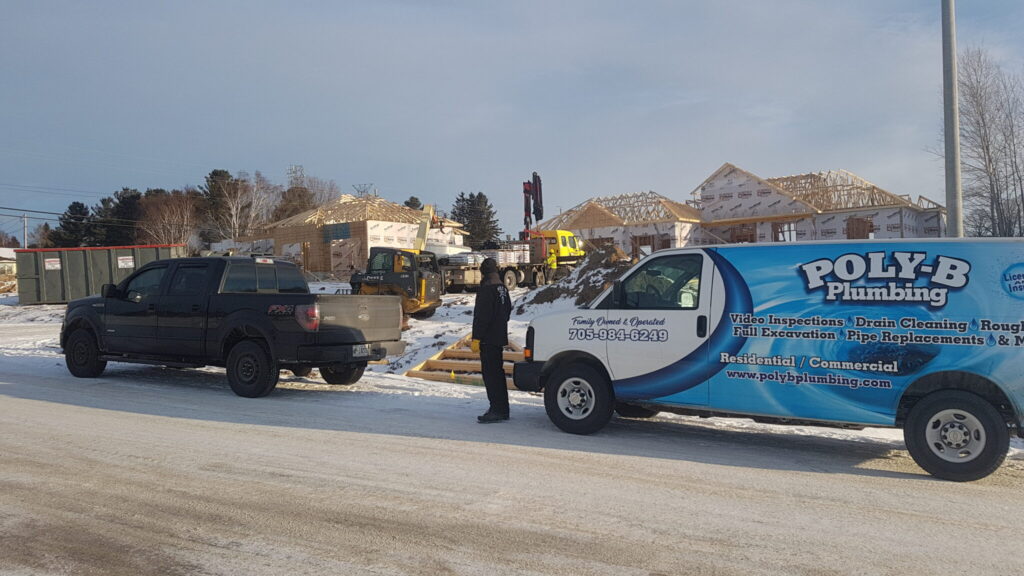 Poly-B Plumbing service van in North Bay, Ontario