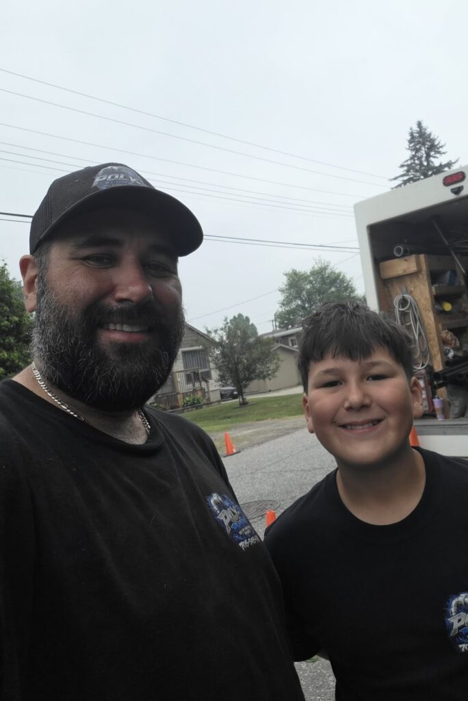 Bryce Bosse with his father Paul, Poly-B Plumbing North Bay